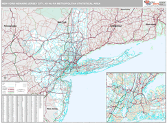 New York-Newark-Jersey City Metro Area Digital Map Premium Style